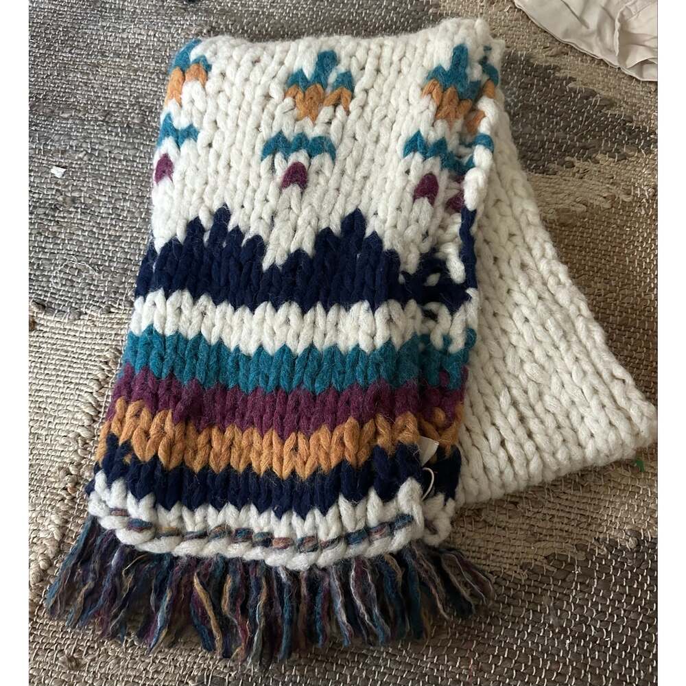 Faherty x B. Yellowtail Chunky Hand-Knit Alpaca Scarf oversized native new 12x80 - Picture 9 of 11